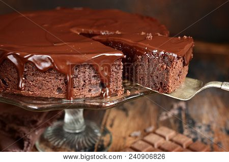 Chocolate Cake (brownie),rustic Style.