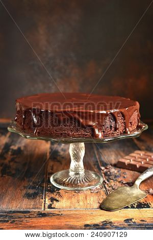 Chocolate Cake (brownie),rustic Style.