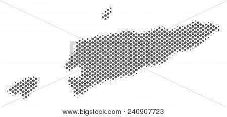 Schematic East Timour Map. Vector Halftone Geographical Plan. Silver Dotted Cartographic Composition