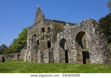A View Of The Ruins Of The Dormitory Of Battle Abbey, Located In The Town Of Battle In East Sussex.