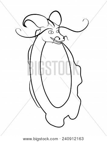 Vector Illustration, Isolated Mythical Creation Ouroboros - A Demon Snake Biting Itself By The Tail 