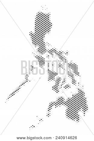Schematic Philippines Map. Vector Halftone Geographical Scheme. Gray Pixel Cartographic Concept. Abs