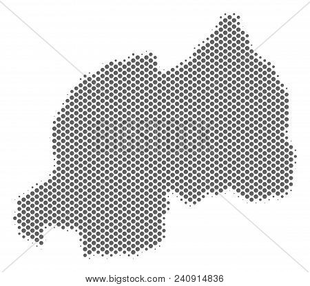 Schematic Rwanda Map. Vector Halftone Territory Plan. Silver Dot Cartographic Composition. Abstract 