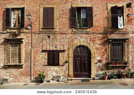 Architectural detail in Gambassi Terme medieval village, Tuscany, Italy, Europe