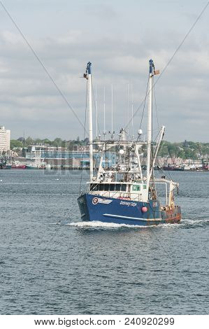 New Bedford, Massachusetts, Usa - May 16, 2018: Commercial Fishing Boat Jersey Cape, Hailing Port Ca