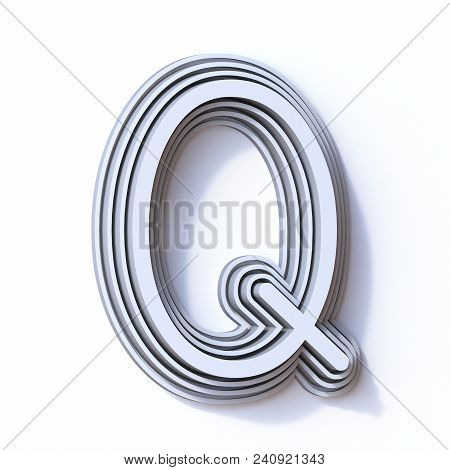 Three Steps Font Letter Q 3d Render Illustration On White Background