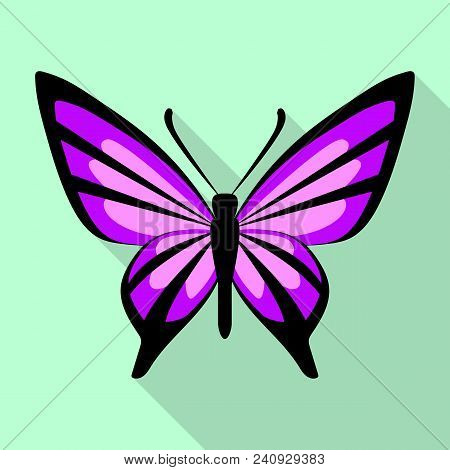 Purple Butterfly Icon. Flat Illustration Of Purple Butterfly Vector Icon For Web Design