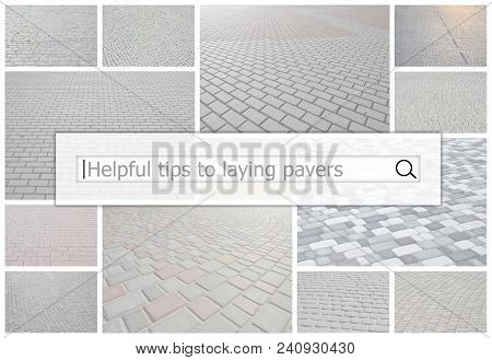 Visualization Of The Search Bar On The Background Of A Collage Of Many Pictures With Fragments Of Pa