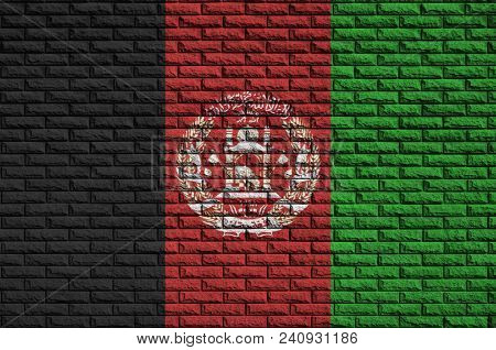 Afghanistan Flag Is Painted Onto An Old Brick Wall