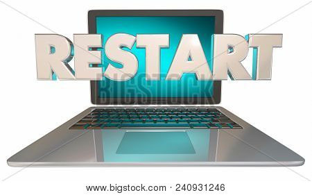 Restart Computer Laptop Reset Fix Problem 3d Render Illustration