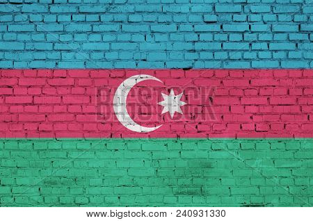 Azerbaijan Flag Is Painted Onto An Old Brick Wall