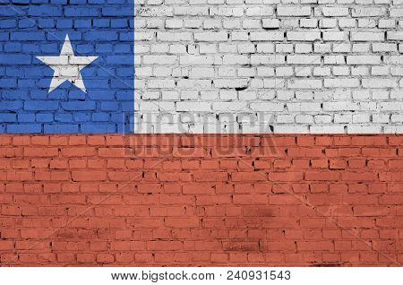Chile Flag Is Painted Onto An Old Brick Wall