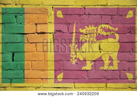 Sri Lanka Flag Is Painted Onto An Old Brick Wall