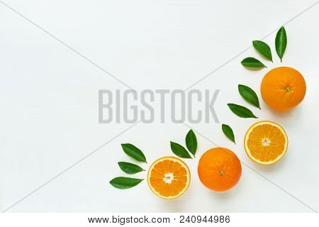 Fresh Orange Citrus Fruit Isolated On White Background.