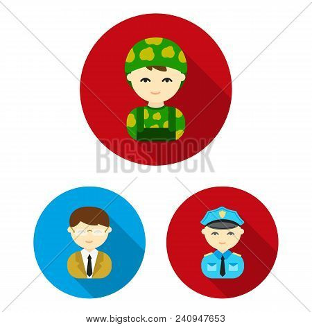 People Of Different Professions Flat Icons In Set Collection For Design. Worker And Specialist Vecto