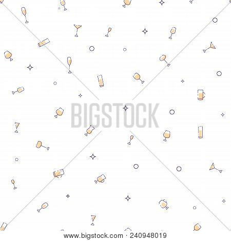 Seamless  Pattern Of Cocktail Glasses Icons. Vector Illustration.