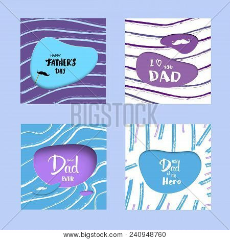 Set Of Happy Father's Day Quotes. Vector Illustration.