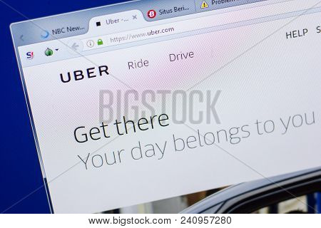 Ryazan, Russia - May 13, 2018: Uber Website On The Display Of Pc, Url - Uber.com