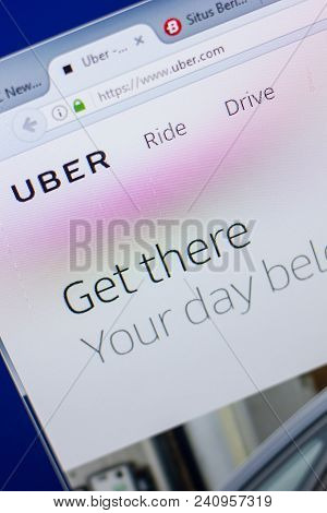 Ryazan, Russia - May 13, 2018: Uber Website On The Display Of Pc, Url - Uber.com