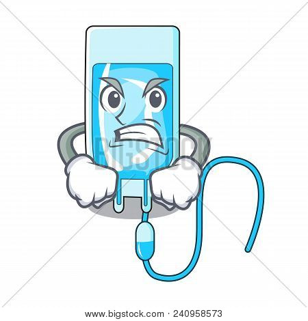 Angry Infussion Bottle Mascot Cartoon Vector Illustration
