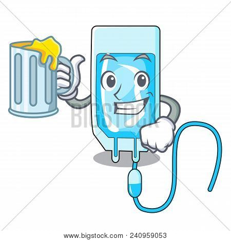 With Juice Infussion Bottle Mascot Cartoon Vector Illustration