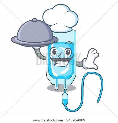 Chef With Food Infussion Bottle Mascot Cartoon Vector Illustration