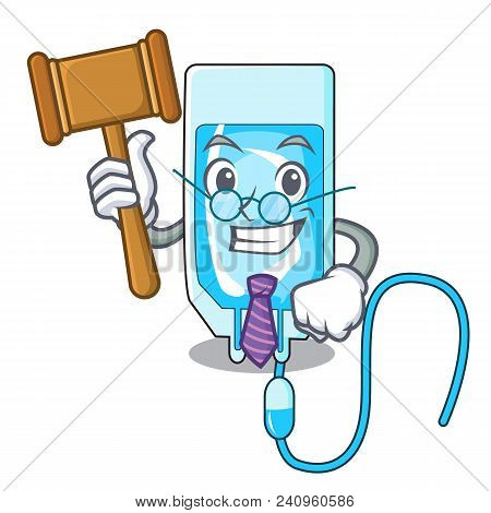 Judge Infussion Bottle Mascot Cartoon Vector Illustration