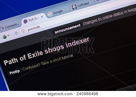 Ryazan, Russia - May 13, 2018: Poe Trade Website On The Display Of Pc, Url - Poe.trade