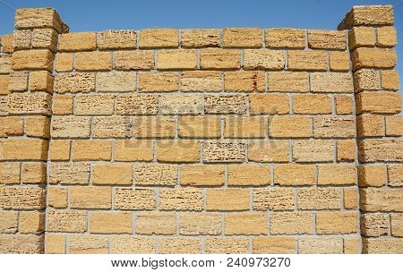Coquina, Shelly, Limestone Rock Wall Fencing. Natural Rock Fence.