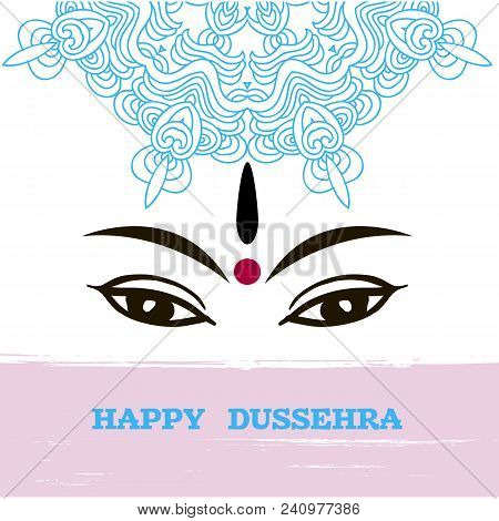 Illustration Of Goddess Durga For Indian Festival Dussehra Background.template For Banner, Poster. H