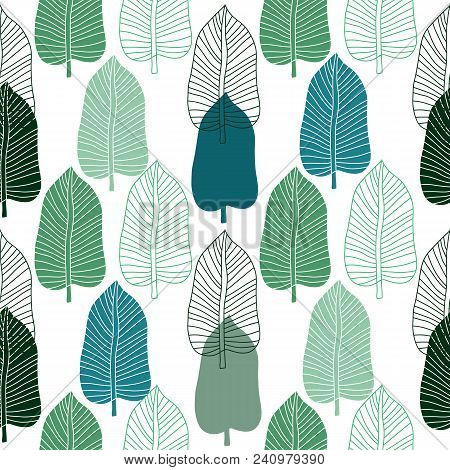 Decorative Seamless Pattern With Leaves.  Beautiful Floral Background  For The Design And Decoration
