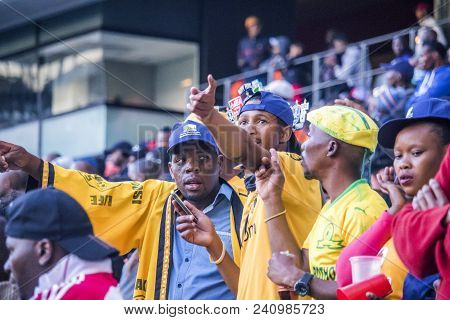 Cape Town, South Africa, 12 May 2018 - Diverse South African Football Supporters Questioning A Decis