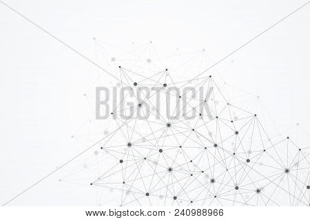Abstract Polygonal Background With Connected Lines And Dots. Plexus Structure And Communication Back