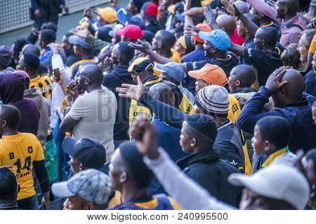 Cape Town, South Africa, 12 May 2018 - Diverse South African Football Supporters Disagreeing With A 