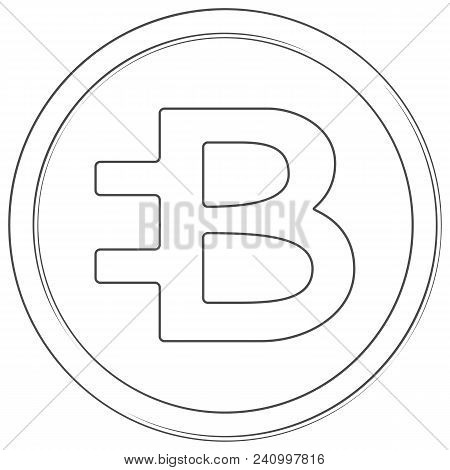 Bytecoin - Cryptocurrency Coin. Vector Thin Line Icon. Lineart Illustration On White Background. Int