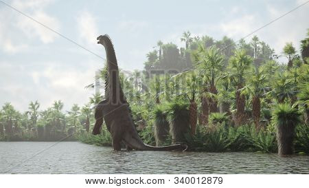 3d rendering of the roaring alamosaurus dinosaur