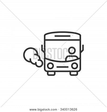 Bus Icon In Flat Style. Coach Vector Illustration On White Isolated Background. Autobus Vehicle Busi