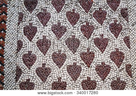Old Mosaic Floor In Roman Catholic Church Dominus Flevit. Fragment, Details. Jerusalem, Israel