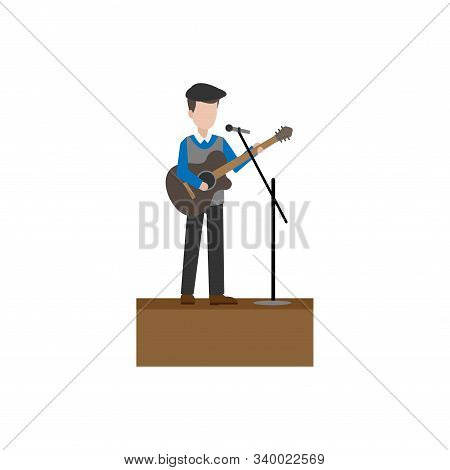 Professional Illustration Design Of An Artist Who Plays Guitar And Sings To Entertain On Stage On A 