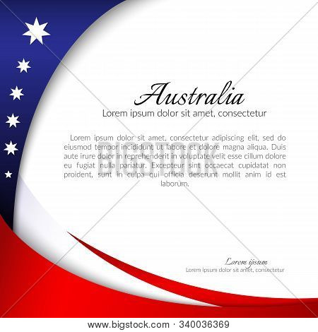 Australia National Flag Theme Red White Curved Lines And Stars On A Blue Background Patriotic Poster