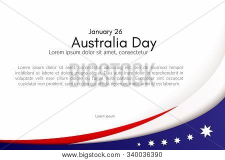 Happy Australia Day Card Brochure Poster Australia National Flag Theme Red White Curved Lines And St