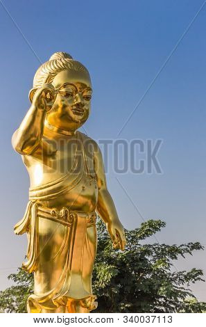 Golden Statue Of Buddha At The Mayadevi Temple In Lumbini, Nepal