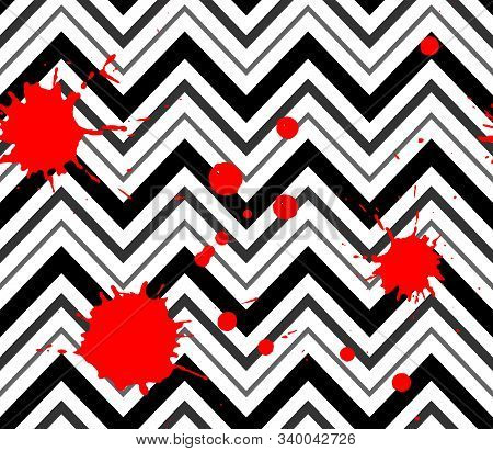 Vector Seamless Background With Zigzag And Red Blots