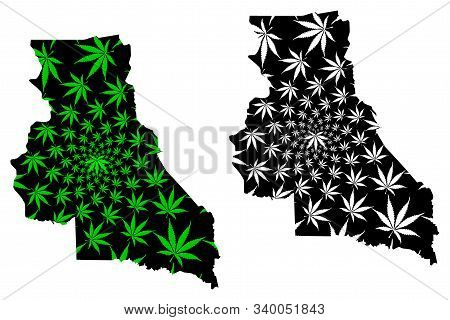 East Region (regions Of Cameroon, Republic Of Cameroon) Map Is Designed Cannabis Leaf Green And Blac