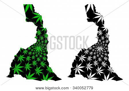 Far North Region (regions Of Cameroon, Republic Of Cameroon) Map Is Designed Cannabis Leaf Green And