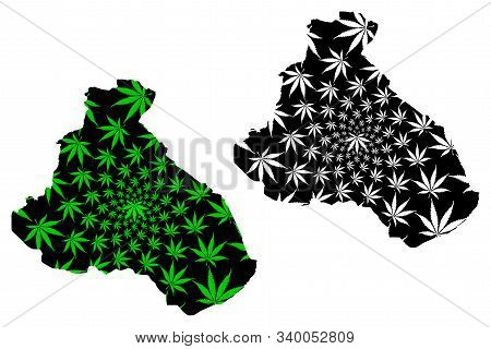 North Region (regions Of Cameroon, Republic Of Cameroon) Map Is Designed Cannabis Leaf Green And Bla