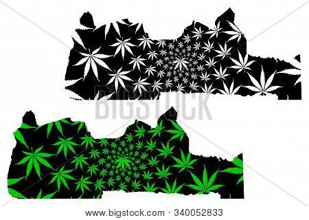 South Region (regions Of Cameroon, Republic Of Cameroon) Map Is Designed Cannabis Leaf Green And Bla