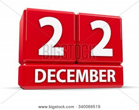 Red Cubes - The Twenty Second Of December - On A White Table, Three-dimensional Rendering, 3d Illust