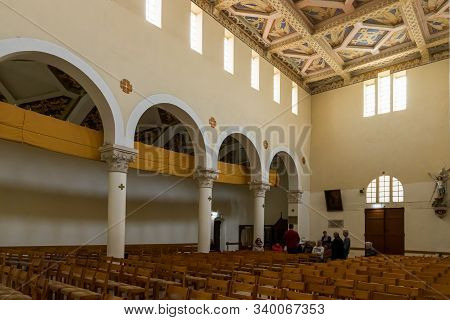 Jerusalem, Israel, December 07, 2019 : The Interior Of The Our Lady Of The Ark Of The Covenant Churc