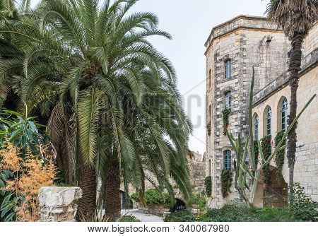 Jerusalem, Israel, December 07, 2019 : The Benedictine Abbey Of Abu Gosh In The Chechen Village Abu 
